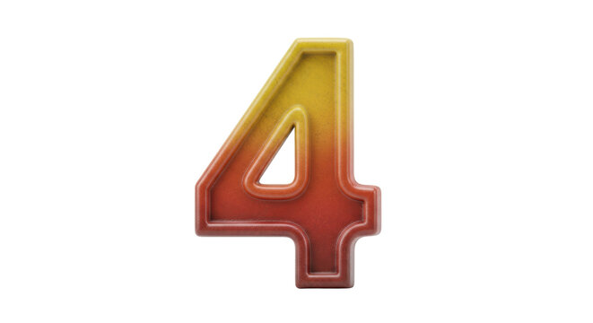 Isolated Red and Yellow Number 4