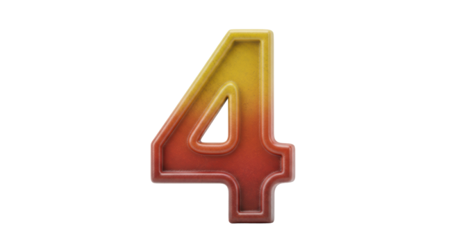 Isolated Red and Yellow Number 4