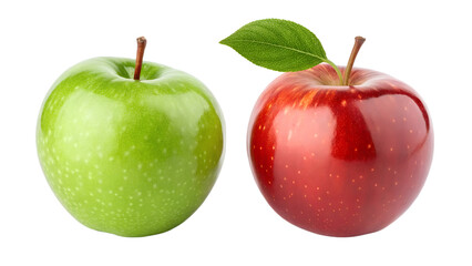 Green and red apples isolated on transparent background