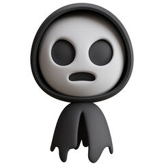 3d Render of ghost spooky wearing hood with halloween festive