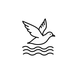 Obraz premium Elegant line art illustration of a dove soaring above gentle waves.