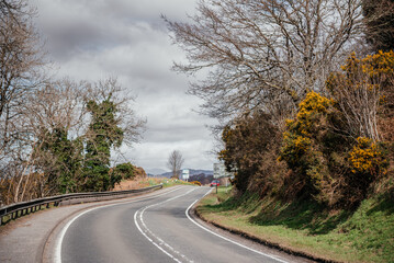 Winding Country Road Through Scottish Landscape