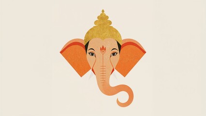 Minimalist Ganesha Golden Crown