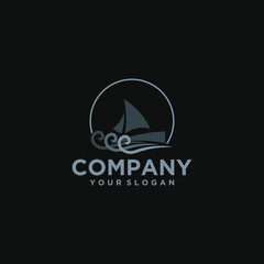 creative boat logo, abstract boat logo for business.