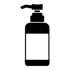 black icon of a jar with a dispenser nozzle for cosmetics or other liquids without background