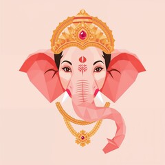 Pink Ganesha Geometric Illustration