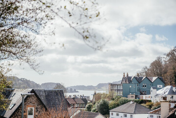 Oban Seaside Village with Rooftops and Bay
