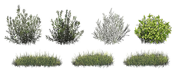 Obraz premium Shrubs line cad minimal, isolated ground cover, grass section, side view architecture element, turf edging vector illustration, cutout, landscape border design, plant contour.