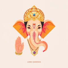 Ganesha Geometric with Blessing Hand