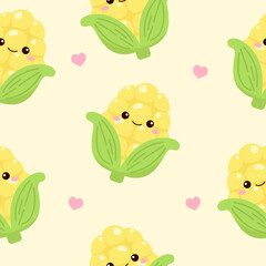 Cute happy corn seamless pattern background