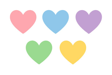 Cœurs vectoriels de différentes couleurs pastel — cœur rose, cœur bleu, cœur violet, cœur vert, cœur jaune pour des designs élégants sur fond transparent PNG

