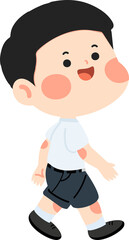 Middle school boy walking alone cartoon