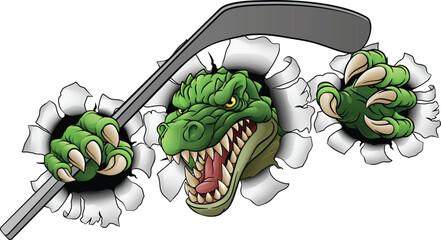 A crocodile, dinosaur or alligator lizard hockey sports mascot © Christos Georghiou