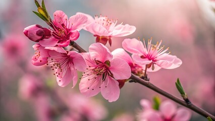 Fototapeta premium close up vibrant pink flowers soft focus macro