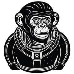 Detailed line drawing of a chimpanzee in realistic style