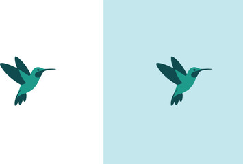 Minimalist Hummingbird Logo: Teal Bird in Flight, Graceful Wildlife, Nature, and Fast Motion Icon