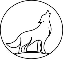 Outline Animal logo featuring a wolf, fox, and jackal in a minimalist vector style.