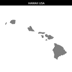 Outline of Hawaii with striped pattern displaying the islands