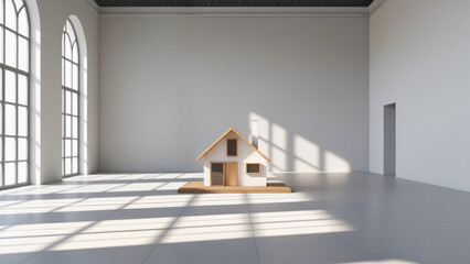 Minimalist House Model in Bright Room