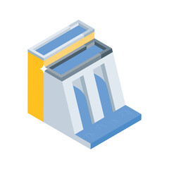 Get this isometric icon of water dam flow