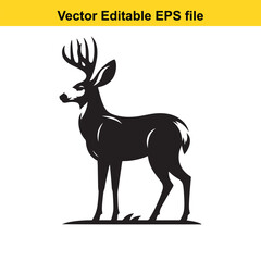 Majestic Silhouette of a Deer with Antlers: A Vector Illustration