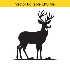 Majestic Mule Deer Silhouette: A Vector Graphic Illustration