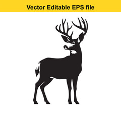 Majestic Mule Deer Silhouette: A Vector Graphic Illustration