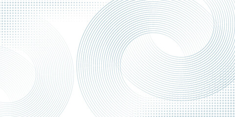 Fototapeta premium Abstract blue circle lines on white background. Geometric stripe line art design. Modern gradient lines pattern. Futuristic technology concept. Suit for website, banner, presentation, brochure, cover