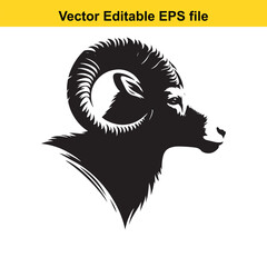 Majestic Ram Head Silhouette: Vector EPS Illustration