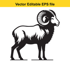 Majestic Ram: A Vector Illustration of a Wild Sheep