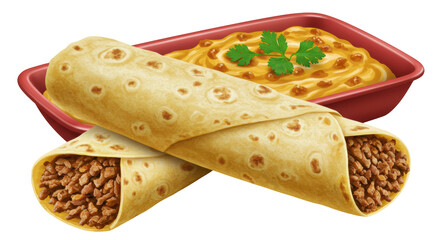 Isolated Burritos with Sauce