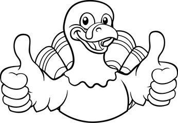 A turkey Thanksgiving cartoon bird Christmas mascot giving a thumbs up