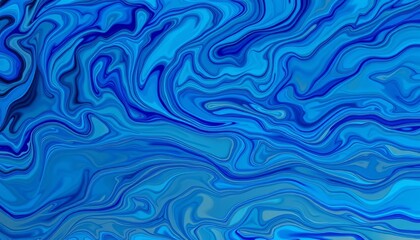 Obraz premium Swirling cobalt and azure ink waves create a mesmerizing abstract pattern, indigo, mystical