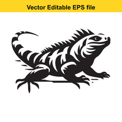 Stylized Black and White Iguana Vector Illustration