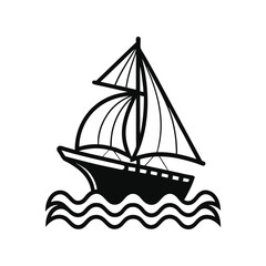 Sailboat Illustration – Sea Waves and Sailing Vessel