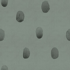 Seamless watercolor pattern of oval spots. Monochrome green and gray design.