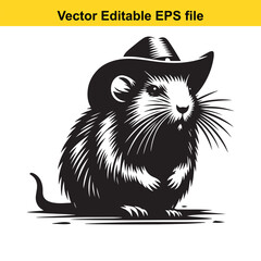 A dashing mouse in a cowboy hat, vector illustration