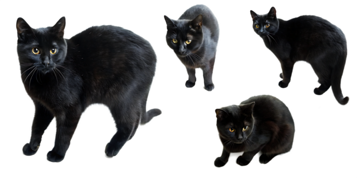  black cat isolated on white background PNG