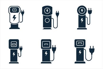Charging Point Icon – Electric Vehicle Black Silhouette