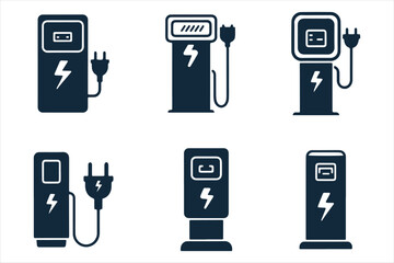 Black Electric Station Vector – Car and Motorbike Charge