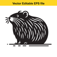 Stylized Black and White Illustration of a Pika