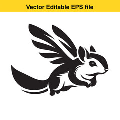 Flying Squirrel Vector Illustration: A Black and White Design