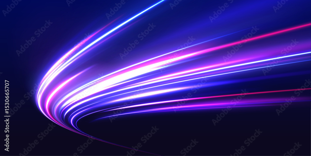 Aufkleber neon color glowing lines background, high-speed light. modern abstract high-speed light motion effec