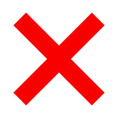 Fototapeta premium Red cross mark symbol isolated on transparent background