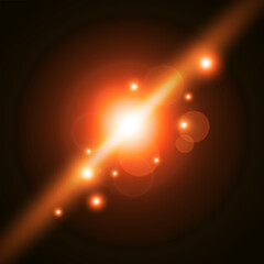 Futuristic energy core with radiating particles and light beams. Vector illustration.