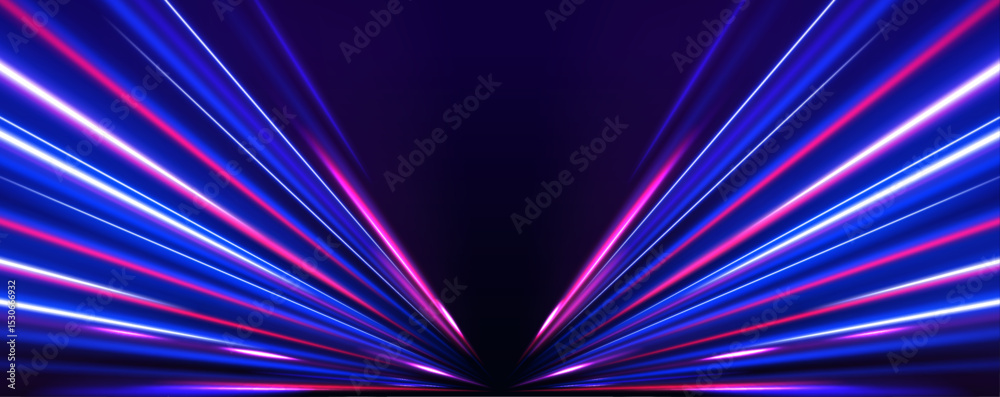 Poster a glowing warp tunnel pulls you in, filled with vibrant neon lines and depth. abstract perspective s