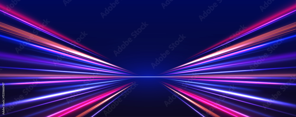 Poster a glowing warp tunnel pulls you in, filled with vibrant neon lines and depth. abstract perspective s