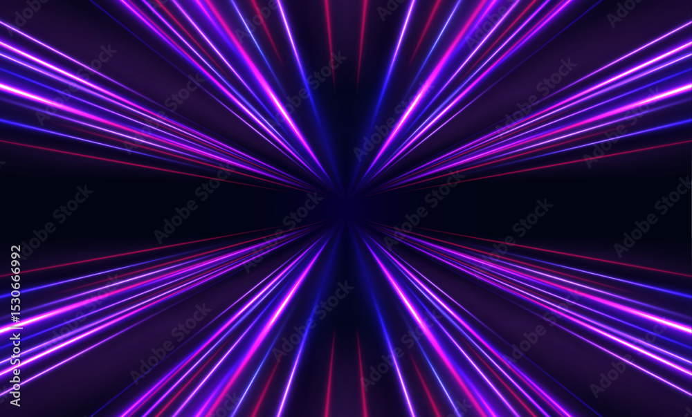 Aufkleber Speed lines burst from the center with glowing neon blue and red streaks, creating a dynamic motion effect. Acceleration radiates outward. A futuristic energy explosion.