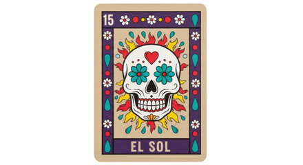 Isolated El Sol Card from Loteria