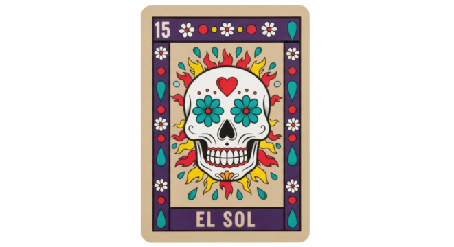 Isolated El Sol Card from Loteria